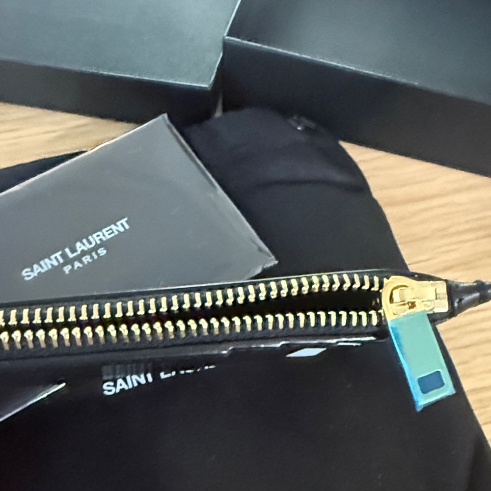 Saint Laurent Black Card Holder with Gold Logo NWT - Picture 3 of 5
